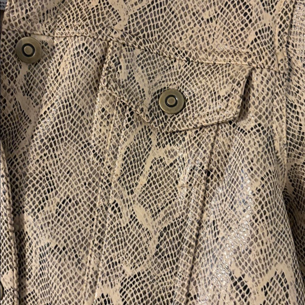 Snakeskin Cropped Jacket Y2K Petite 12P Faux Leather Look - Picture 6 of 8